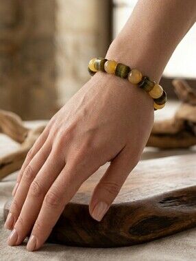 Tigers Eye & Aventurine Sterling Silver Bracelet